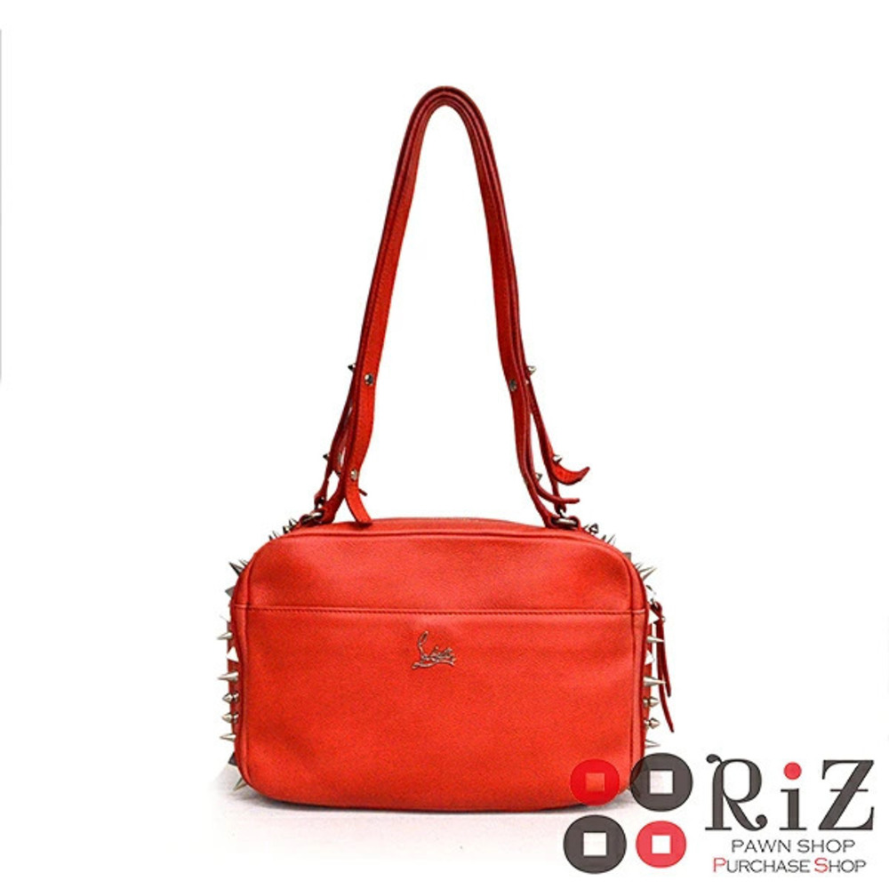 Christian Louboutin Leather Chain Shoulder Bag Messenger Orange